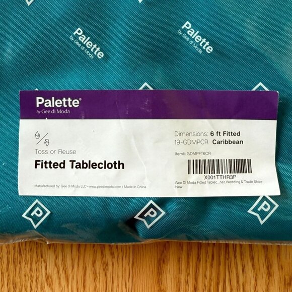 Fitted Cloth Tablecloth 6 Ft Floor Length Caribbean Blue Durable Reusable NEW - Picture 5 of 12